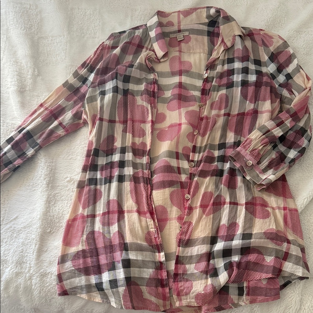 Burberry Checkered Shirt in Pink and Beige